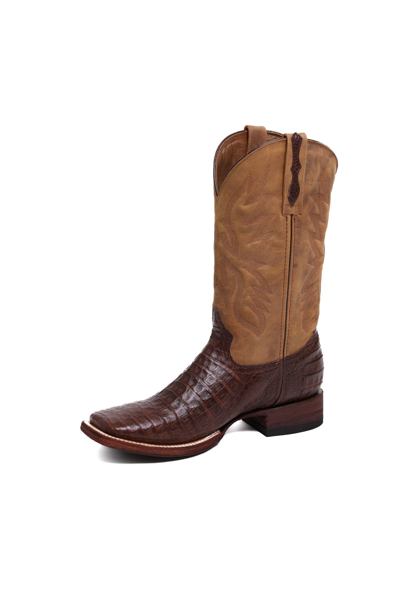 Chocolate Brown Caiman Crocodile Belly Boots