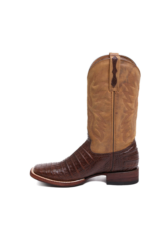 Chocolate Brown Caiman Crocodile Belly Boots