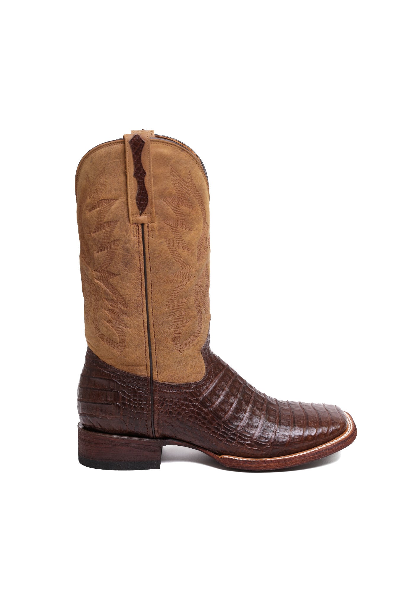 Chocolate Brown Caiman Crocodile Belly Boots