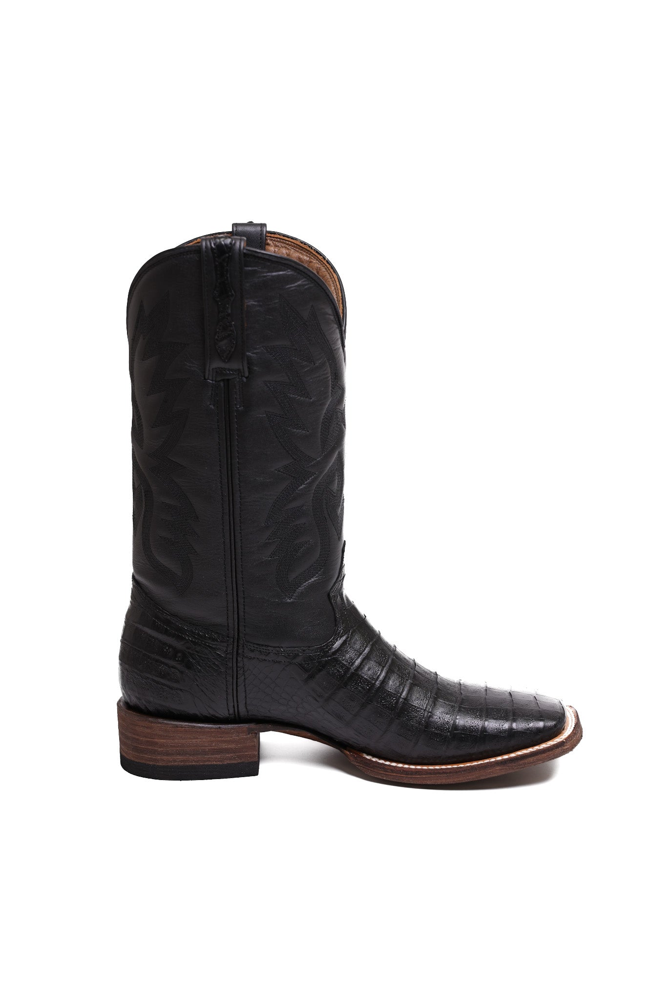 Black Caiman Crocodile Belly Boots