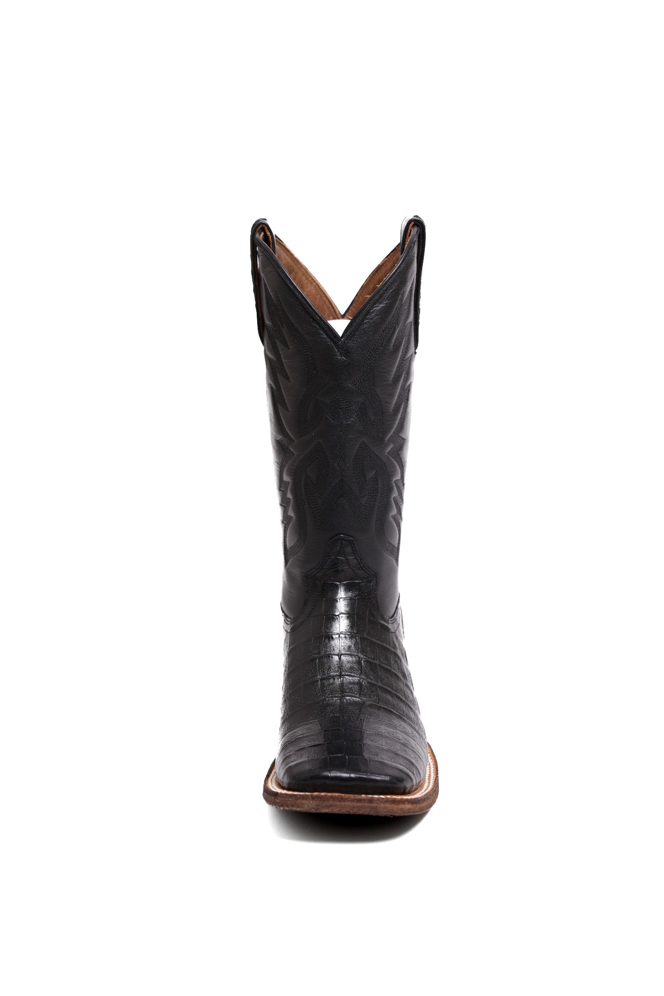 Black Caiman Crocodile Belly Boots