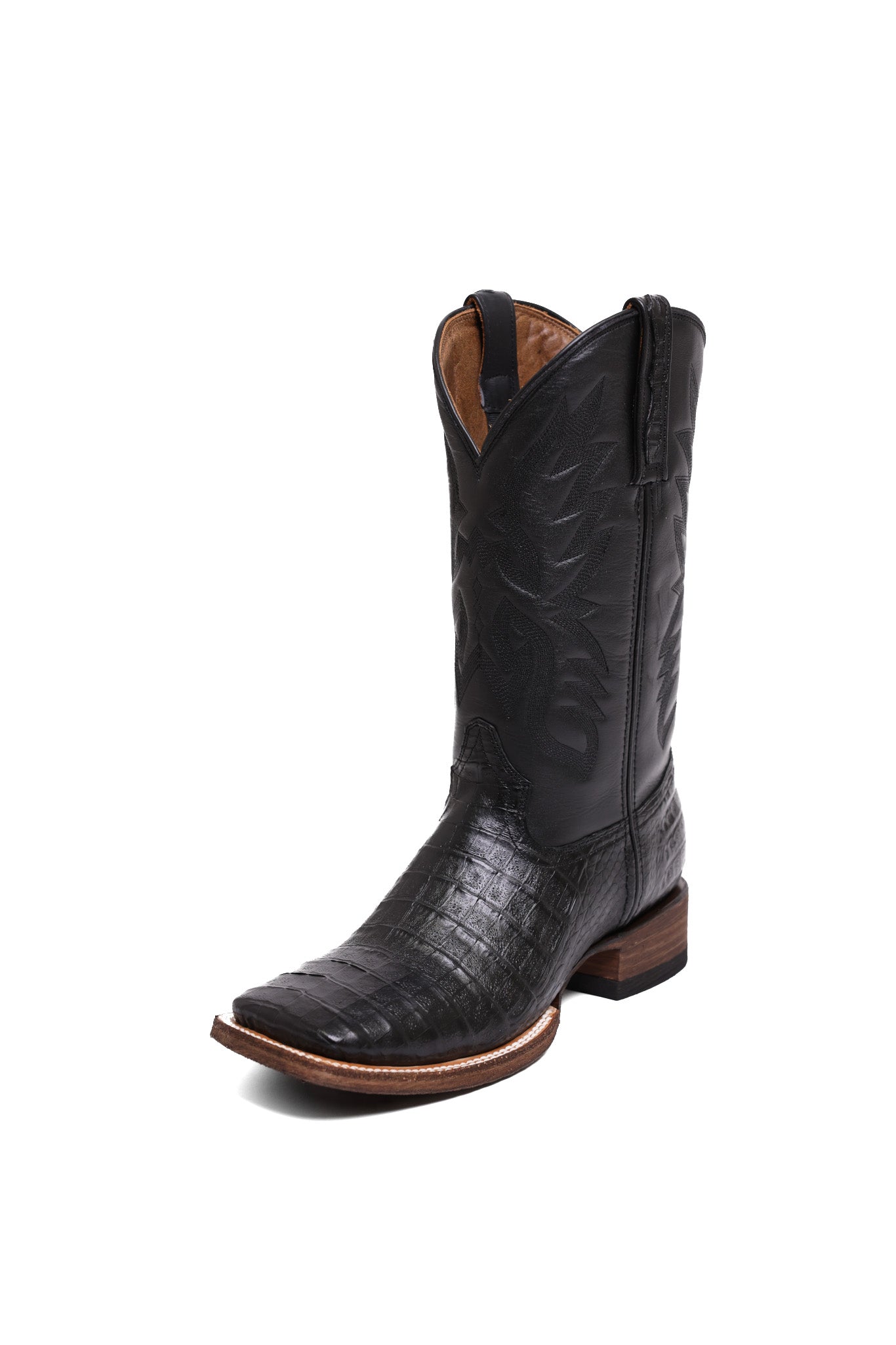 Black Caiman Crocodile Belly Boots