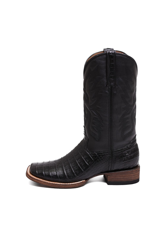 Black Caiman Crocodile Belly Boots