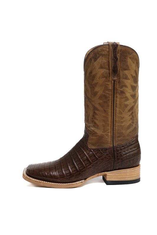 Chocolate Brown Caiman Crocodile Boots